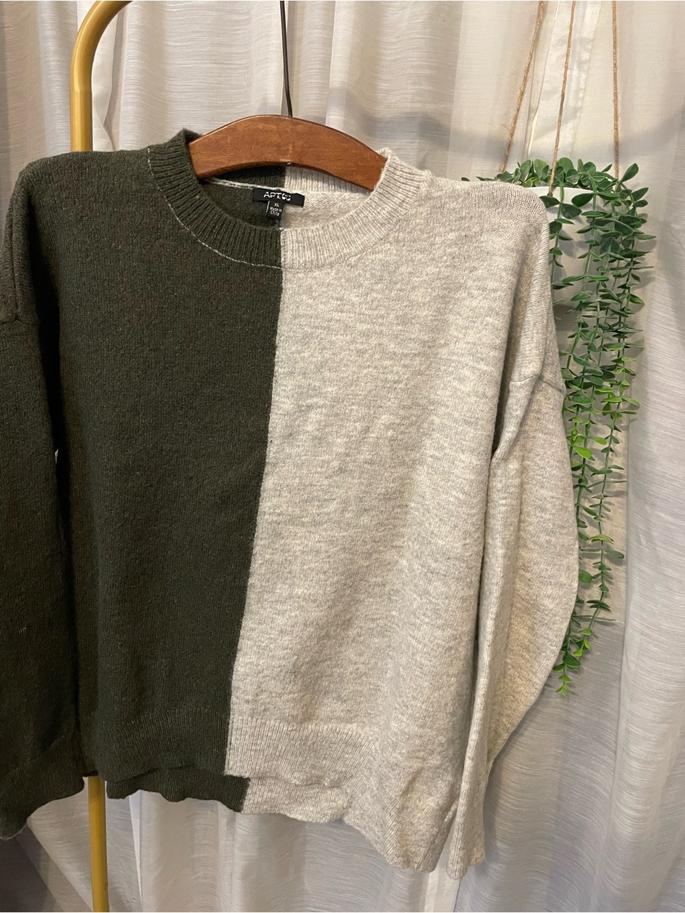 Apt. 9 Green & Gray Colorblock Crewneck Sweater